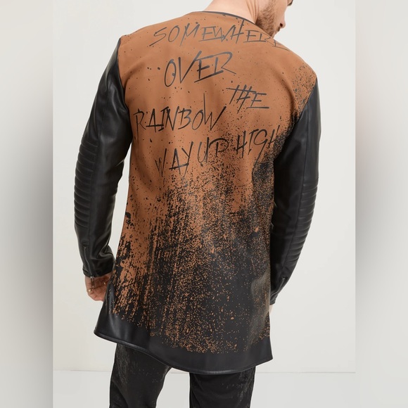 Ron Tomson N 71045 longline faux leather two tone jacket - Picture 10 of 10